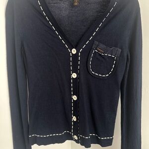 Louis Vuitton Navy Cardigan with White Accents